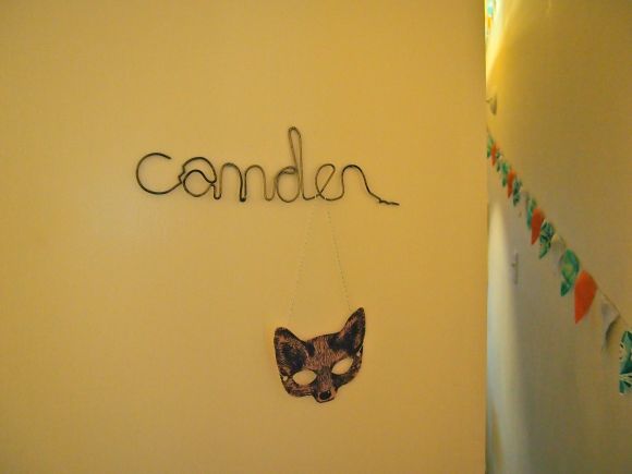 Bedroom door. Sign made by Sarah Ling.